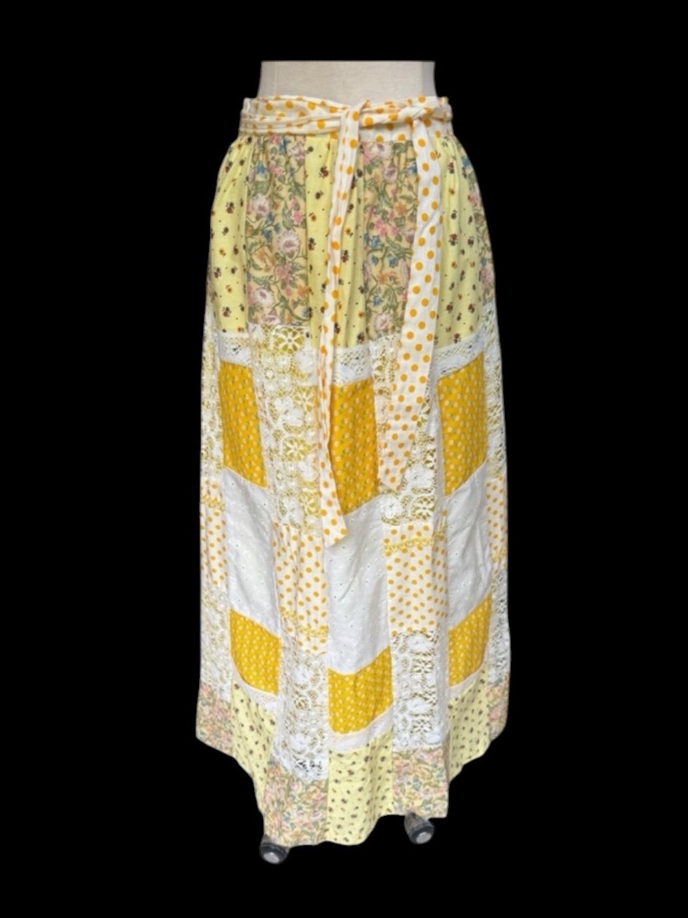 1970s‎ Renee California Lined, Bohemian Patchwork, Poly/Cotton, Wrap Maxi Skirt